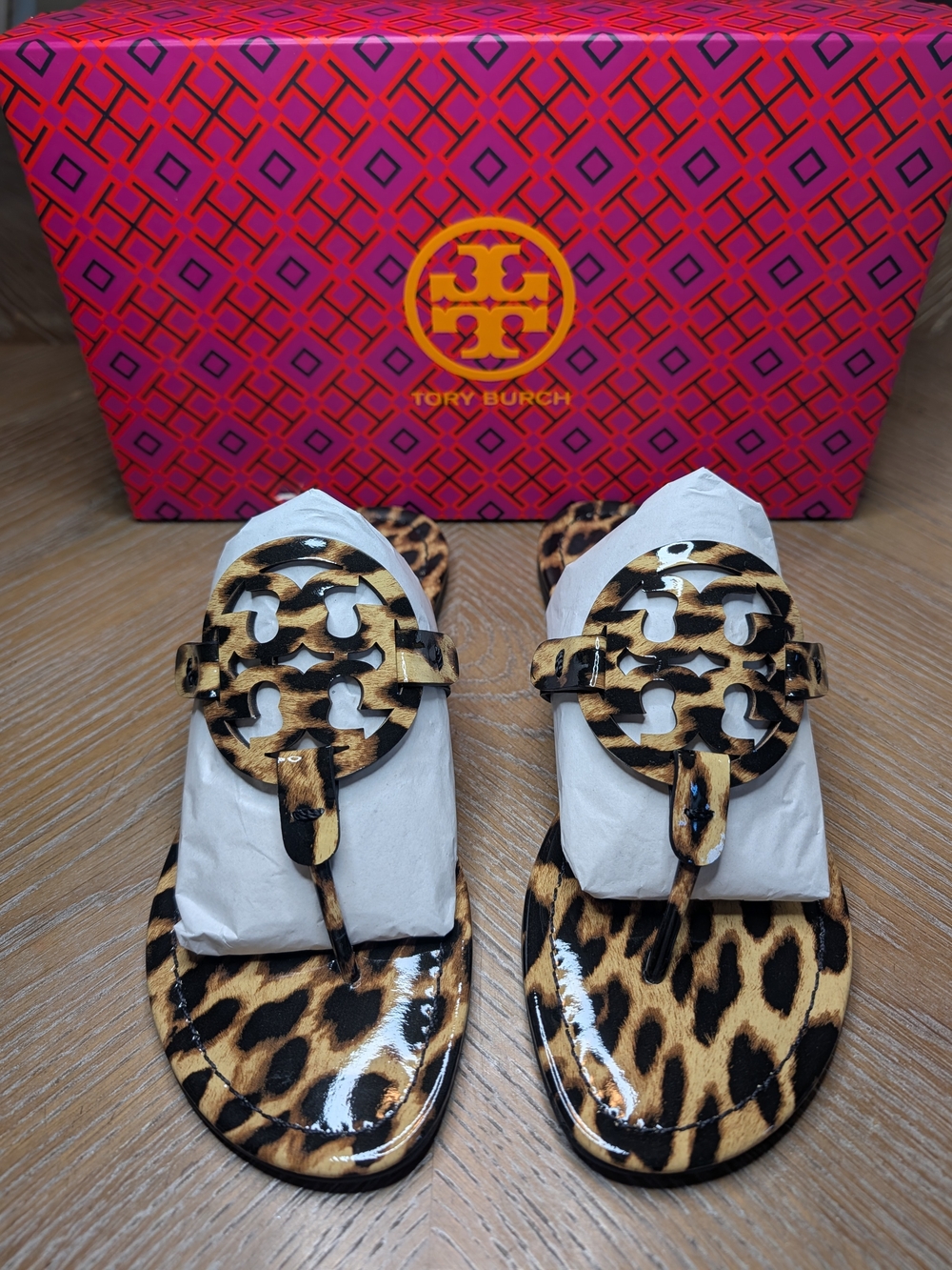Tory Burch Leopard Patent Miller Thong Sandals - Animal Print